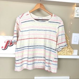 Anthropologie Postmark 3/4 Sleeve Multi Stripe Top